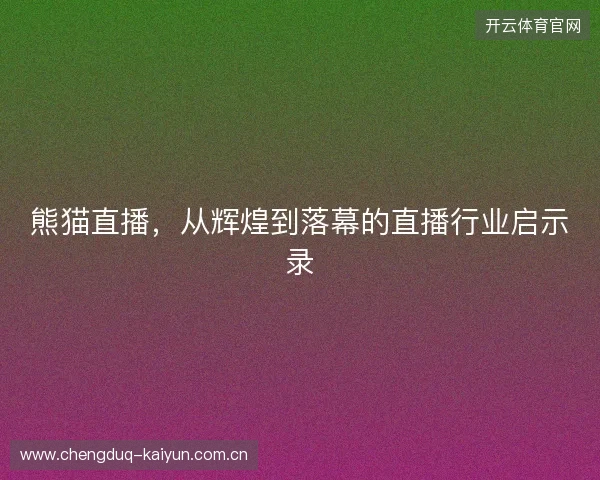 熊猫直播，从辉煌到落幕的直播行业启示录